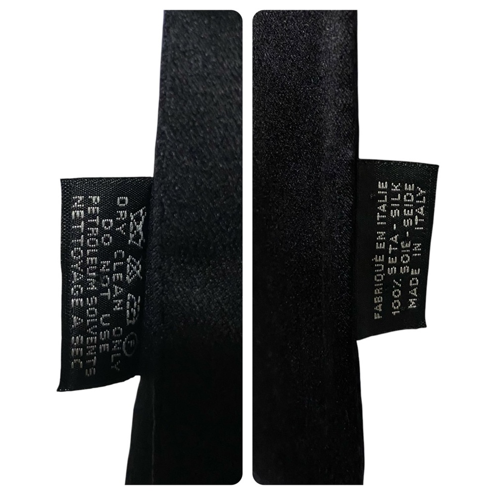 CHRISTIAN DIOR Silk Scarf Printed Pattern Black & Gold Vintage - Picture 15 of 16